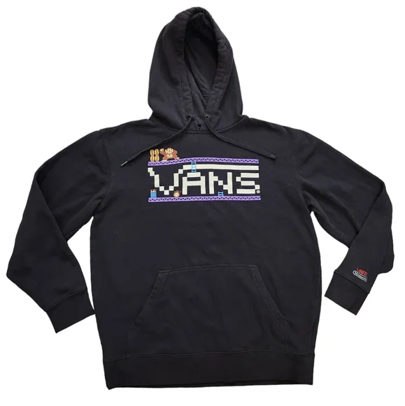 Vans x Nintendo donkey Kong hoodie. Mens med black with video game graphic logo